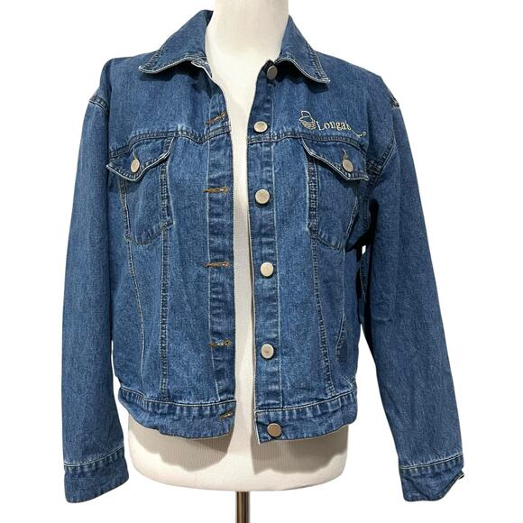 Longaberger Homestead Jean Denim Jacket Embroidered Floral Basket Women’s Sz M - Picture 2 of 8